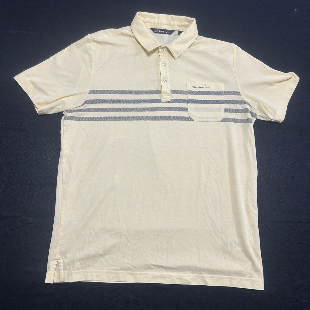 Travis Matthew Polo Shirt Men's Large Cream Golf Shirt Sleeve